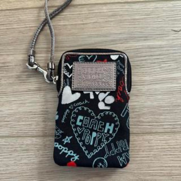 Coach Black and Red Heart Phone Case